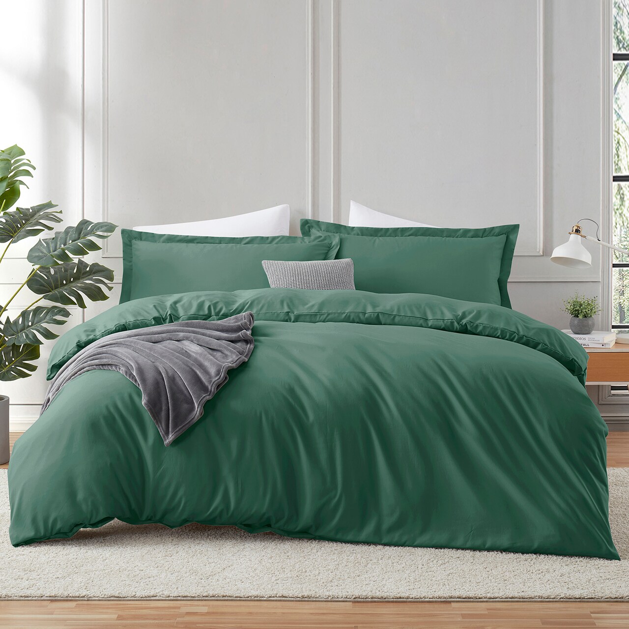 Hearth & Harbor Duvet Cover With Fitted Sheet Soft Double Brushed Bedding Set